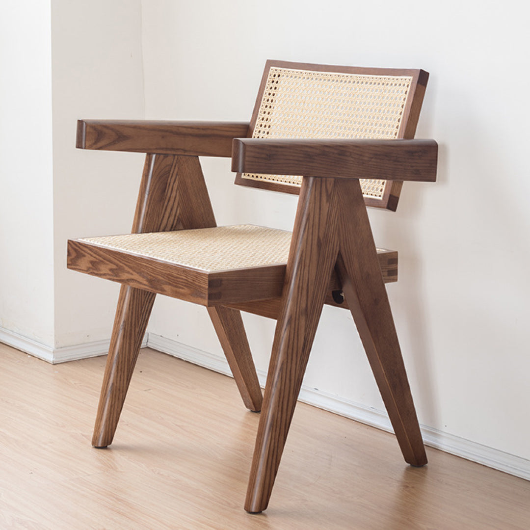 Adeline Solid Wood Rattan Armchair