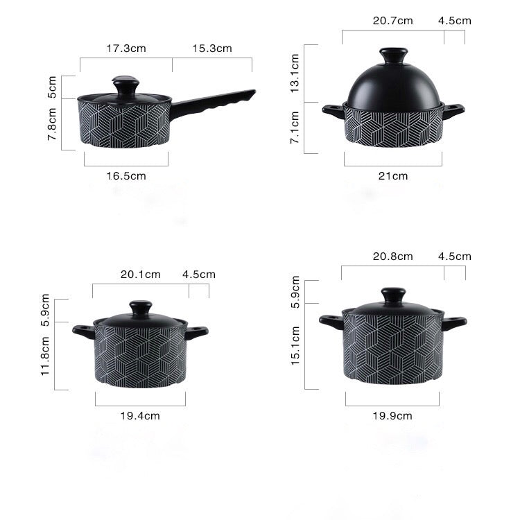 Black 3D Design Kitchenware Milk Soup Pot