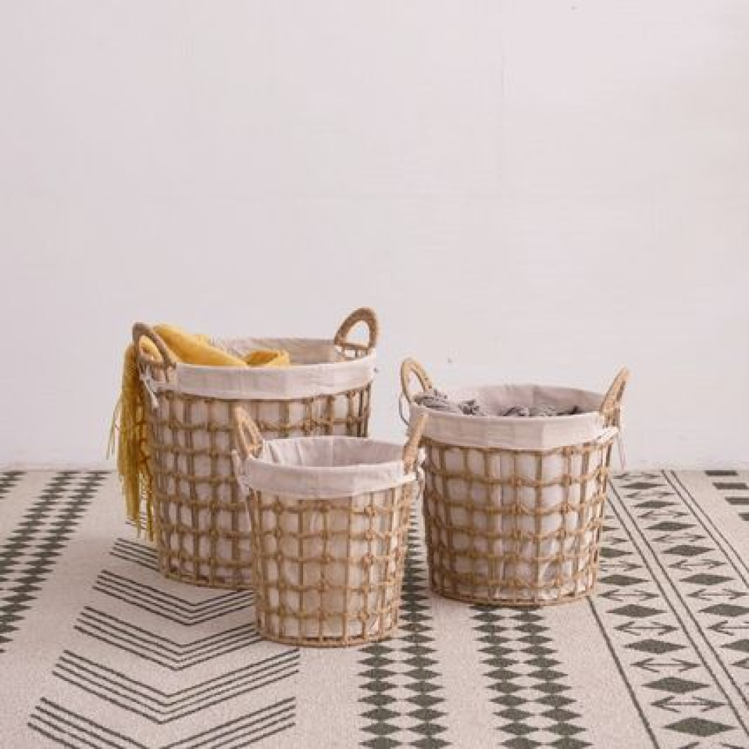 Emory Round Rope Laundry Basket with Handle