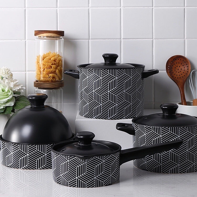 Black 3D Design Kitchenware Milk Soup Pot