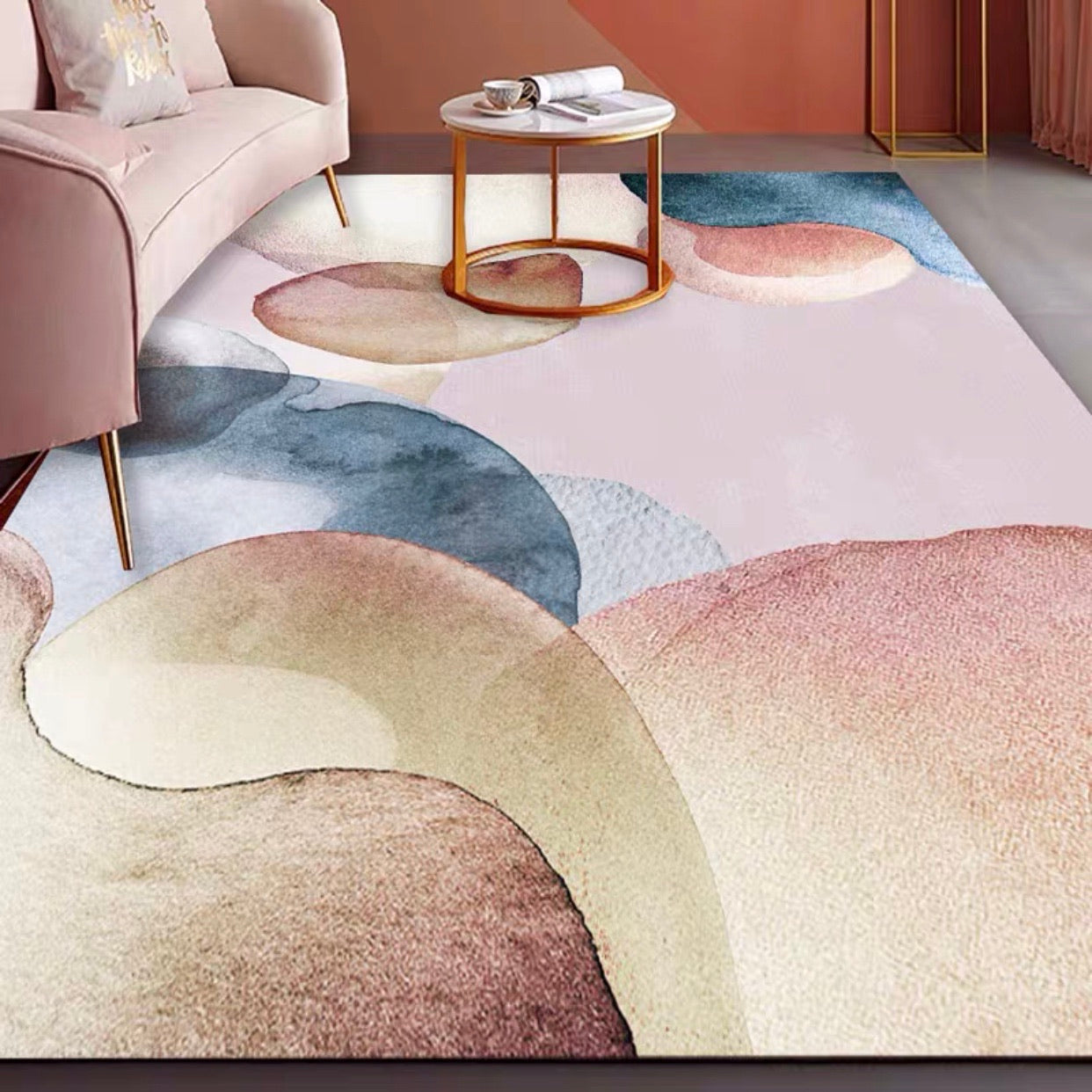 Nordic Pink Tone Asymmetrical Carpet Rug