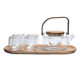 Glass & Wood Tea Pot Set of 6