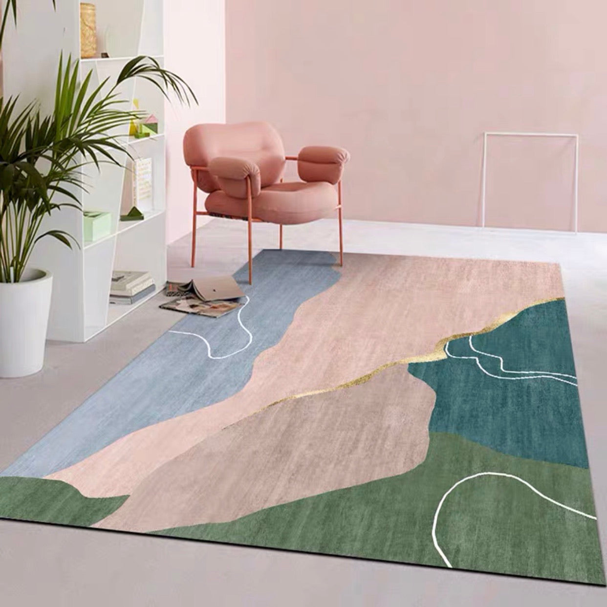 Nordic Pink Tone Asymmetrical Carpet Rug