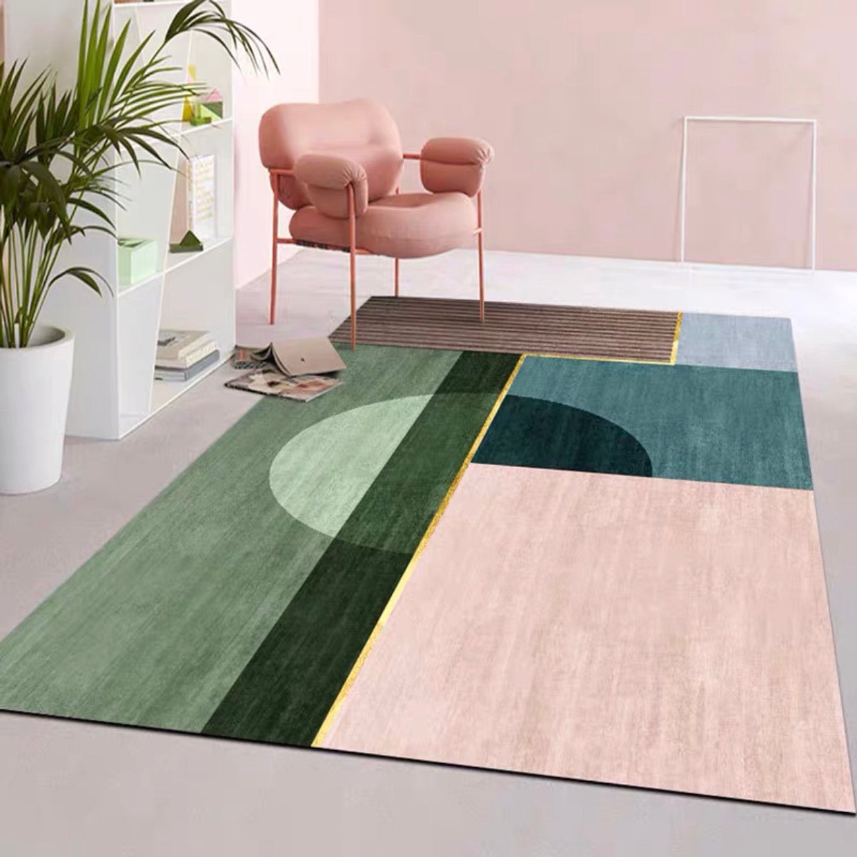 Nordic Pink Tone Asymmetrical Carpet Rug